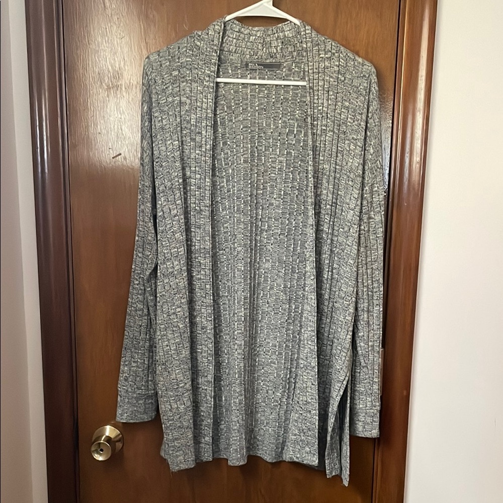 Gray Open-Front Cardigan Sweater